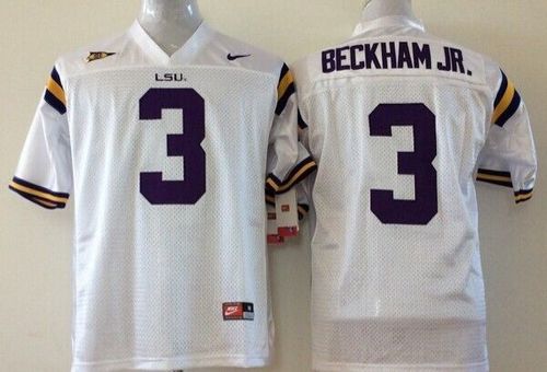 Tigers #3 Odell Beckham Jr White Stitched Youth NCAA Jersey - Click Image to Close